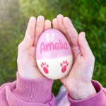 Personalised Multicolor Rabbit Ears Paw Easter Egg Ornament with Name Desk Decor Basket Stuffer Easter Party Gift for Family Kids