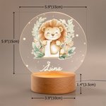 Personalised Woodland Animals Initial LED Night Light with Name and Wooden Base Forest Themed Room Decor Birthday Baby Shower Gift for Toddler Kid