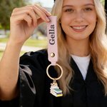 Llavero de cuero de la PU con el nombre del encanto y el regalo de la fiesta de graduación del año 2026 2027 Graduados