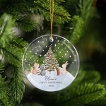 Personalized Cute Animal Baby's 1st Christmas Clear Acrylic Ornament with Name and Year Tree Decor Baby Shower Christmas Gift for Newborns