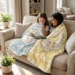 Personalisierte Multicolor Plaid niedlichen Polka-Dot Bow Bunny weiche Decke mit Namen Home Decor Ostern Geschenk für Kinder