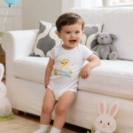 Personalized Flower Circle Cartoon Easter Bunny 100% Cotton Bodysuit Kid's T-shirt with Name Baby Shower First Easter Gift for Baby Kid