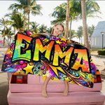 Gepersonaliseerde Muziek Sport Ster Graffiti-Art Sneldrogend Oversized Microfiber Strandlaken met Naam Strandfeest Verjaardagscadeau voor Kind Familie