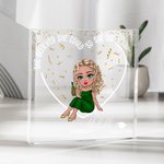 Personalisierte Cartoon Graduation Herz Quadratische Acrylplakette mit Namen Tisch Deko Geburtstag Graduierung Geschenk für Absolventen