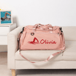 Personalised Multicolour Swimming Silhouette Travel Duffel Bag with Name and Shoes Compartment Daily Training Travel Gift for Swimmers