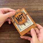 Personalized Compass Mountain Crazy Horse PU Card Holder Wallet with Acronym Father's Day Gift for Father