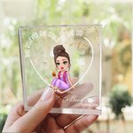 Personalisierte Cartoon Graduation Herz Quadratische Acrylplakette mit Namen Tisch Deko Geburtstag Graduierung Geschenk für Absolventen