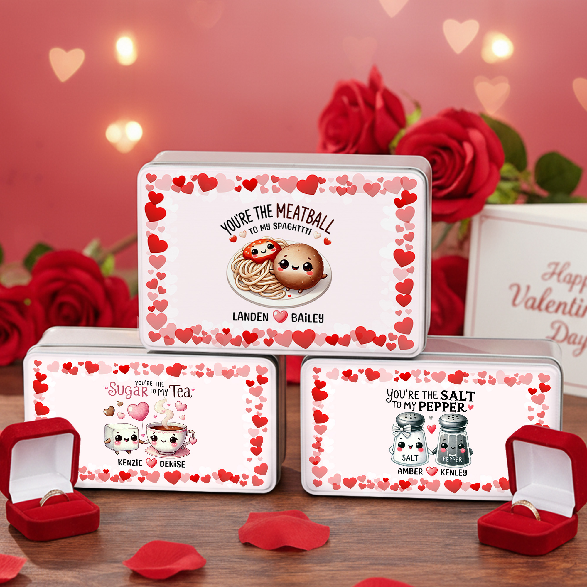 Boîte à biscuits en métal avec nom Cadeau d'anniversaire de St Valentin pour couple