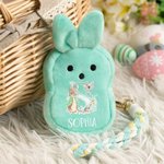 Personnalisé Mini Peter Rabbit Flower Butterfly Initial Plush Wallet Coin Purse with Name Easter Birthday Gift for Kids