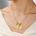 Personalised Baby Birth Stats 1-3 Baby Bottle Necklace with Engraved Text and Birthstone Birth Announcement Baby Shower Gift for Kid New Mom