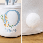 Personalized Cute Peter Rabbit Initial Bunny Ears Easter Basket with Name and Tail Easter Party Gift for Kids