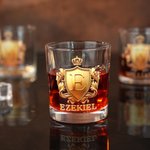 Verre à Whisky 295 ml Personnalisé avec Insigne Doré Initiale et Nom Cadeau d’Anniversaire pour Homme Barman ou Passionné de Whisky