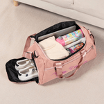 Personalised Multicolour Swimming Silhouette Travel Duffel Bag with Name and Shoes Compartment Daily Training Travel Gift for Swimmers