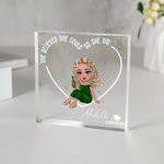 Personalisierte Cartoon Graduation Herz Quadratische Acrylplakette mit Namen Tisch Deko Geburtstag Graduierung Geschenk für Absolventen