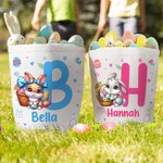 Personalisiertes Osterkörbchen aus Leinwand mit Häschen-Motiv Initiale und Namen süßes Osternest Eiersuche-Zubehör Ostern Geschenk für Jungen Mädchen