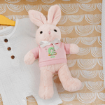 Personalized Cute Rabbit Easter Egg Bow 100% Cotton Plush Bunny Stuffed Toy with Initial and Name Easter Gift for Newborns Toddlers Kids