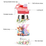 Bottiglia d'acqua isolata per bambini con nome e cannuccia Regalo di compleanno per ragazzi e ragazze per la scuola.