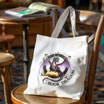 Livre Dragon Personnalisé Grand Sac en Toile avec Nom Voyage Essentiel Club de Livre Cadeau d'Anniversaire pour Amoureux de la Lecture Rat de bibliothèque