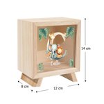 Gepersonaliseerde Schattige Cartoon Bosdieren Houten Spaarpot met Naam en Initiaal Cadeau voor Kinderfeestje of Verjaardag voor Kinderen