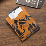 Personalized Compass Mountain Crazy Horse PU Card Holder Wallet with Acronym Father's Day Gift for Father