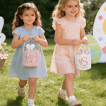 Personalized Cute Peter Rabbit Initial Bunny Ears Easter Basket with Name and Tail Easter Party Gift for Kids