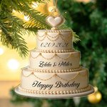 Personalised Cake Shape Acrylic Ornament with Name Wedding Tree Decor Valentine's Day Christmas Birthday Gift for Couple