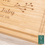 Personalised Retro Garland FSC Charcuterie Bamboo Chopping Board with Name and Text Wedding Housewarming Anniversary Gift for Couple