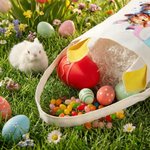 Gepersonaliseerd schattig hoogland koe konijn eieren paasmand met naam en konijnen oren eier jacht accessoire paascadeau voor kinderen