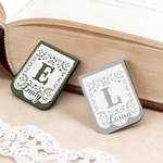 Personalised Lace Initial PU Leather Magnetic Bookmark Clip with Name Reading Accessory Wedding Party Birthday Gift for Readers Bookworms