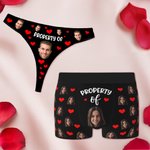 Personalized Multicolor Funny Face Photos Comfortable Couple Thong Boxer Underwear Anniversary Valentine's Day Gift for Him Her