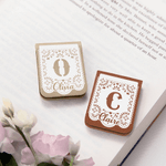 Personalised Lace Initial PU Leather Magnetic Bookmark Clip with Name Reading Accessory Wedding Party Birthday Gift for Readers Bookworms