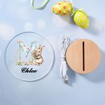 Personalisierte Blume Kaninchen Initiale LED-Nachtlicht mit Namen und hölzerne Basis Raumdekoration Geburtstag Ostern Party Favor Geschenk für Kinder