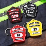 Personalisierte 3D-gedruckt Feuerwehrmann Abzeichen Multicolor Schlüsselanhänger mit Abteilung Position und Name Rucksack Zubehör Geburtstag Geschenk für Feuerwehrmann