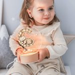 Personalised Woodland Animals Initial LED Night Light with Name and Wooden Base Forest Themed Room Decor Birthday Baby Shower Gift for Toddler Kid