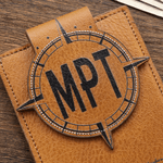 Personalized Compass Mountain Crazy Horse PU Card Holder Wallet with Acronym Father's Day Gift for Father