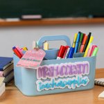 Gepersonaliseerde Leraar Brandstof Caddy 3D Letter Desk Organizer met Naam en Label Terug naar School Waardering Gift voor Leraar