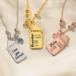 Personalised Baby Birth Stats 1-3 Baby Bottle Necklace with Engraved Text and Birthstone Birth Announcement Baby Shower Gift for Kid New Mom