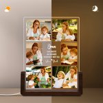 Personalisiertes LED Nachtlicht mit 6 Fotos und Wunschtext und Namen inklusive Holzsockel Geburtstag Jahrestag Geschenk für Freunde Familie Paare