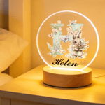 Personalisierte Blume Kaninchen Initiale LED-Nachtlicht mit Namen und hölzerne Basis Raumdekoration Geburtstag Ostern Party Favor Geschenk für Kinder