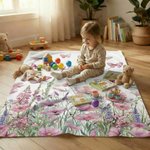 Personalized Pink Wildflower Butterfly Soft Throw Baby Blanket with Name Home Decor Birthday Baby Shower Gift for Newborns Girls