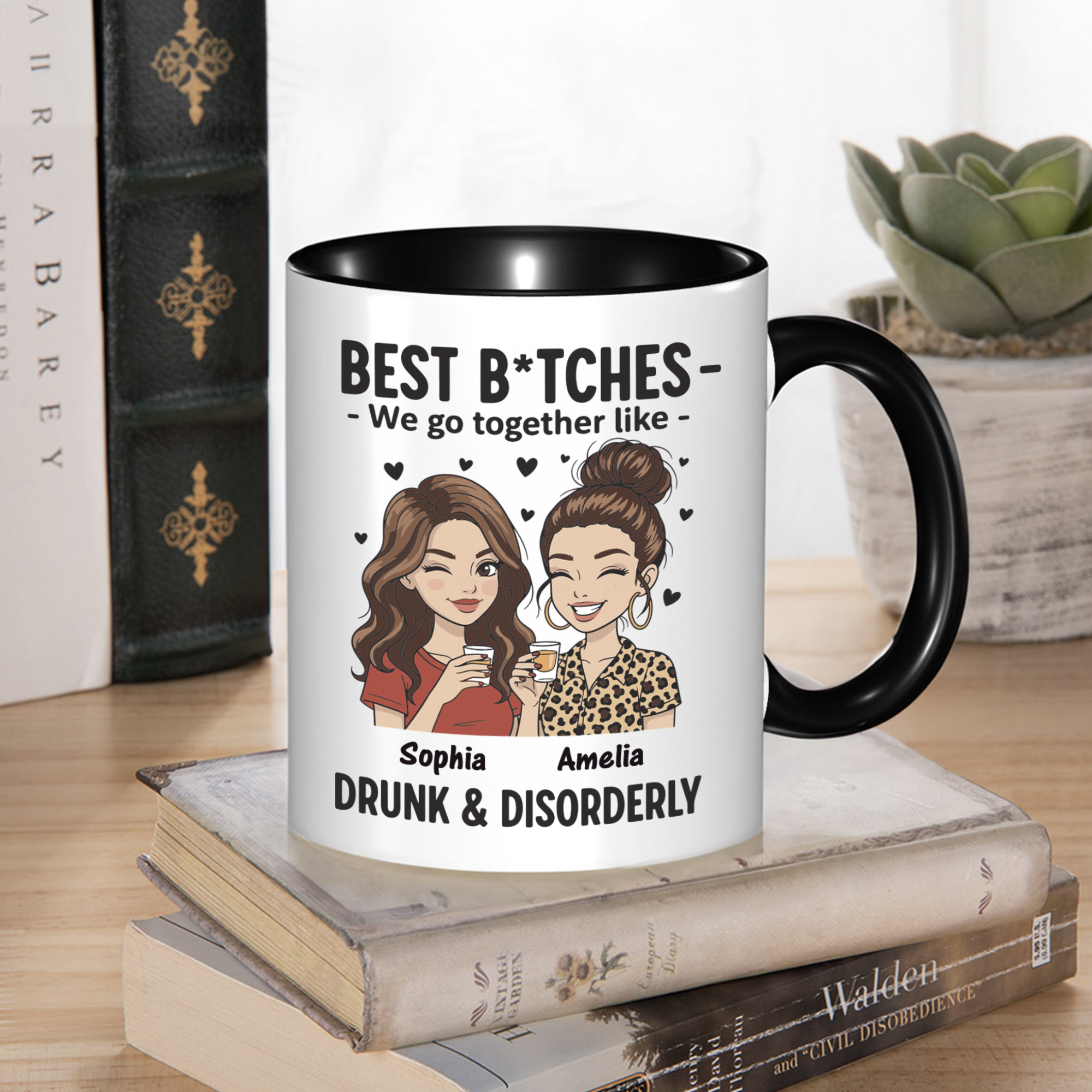 Tasse en céramique personnalisée avec noms pour une utilisation quotidienne Cadeau d'anniversaire pour les meilleurs amis