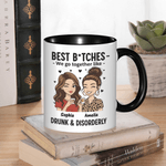 Personalized Best Friends Cartoon Characters 11 oz 15 oz Ceramic Mug with Names Daily Use Anniversary Birthday Gift for Besties
