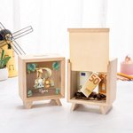 Gepersonaliseerde Schattige Cartoon Bosdieren Houten Spaarpot met Naam en Initiaal Cadeau voor Kinderfeestje of Verjaardag voor Kinderen