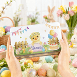 Personalised Easter Egg Cake Animal Biscuit Tin Box with Name Storage Accessories Easter Party Gift for Boys Girls