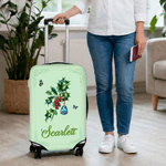 Personalized Multicolor Birth Flower Birthstone Luggage Cover Fits 18-32 Inches Suitcase with Name Travel Accessories Birthday Gift for Women