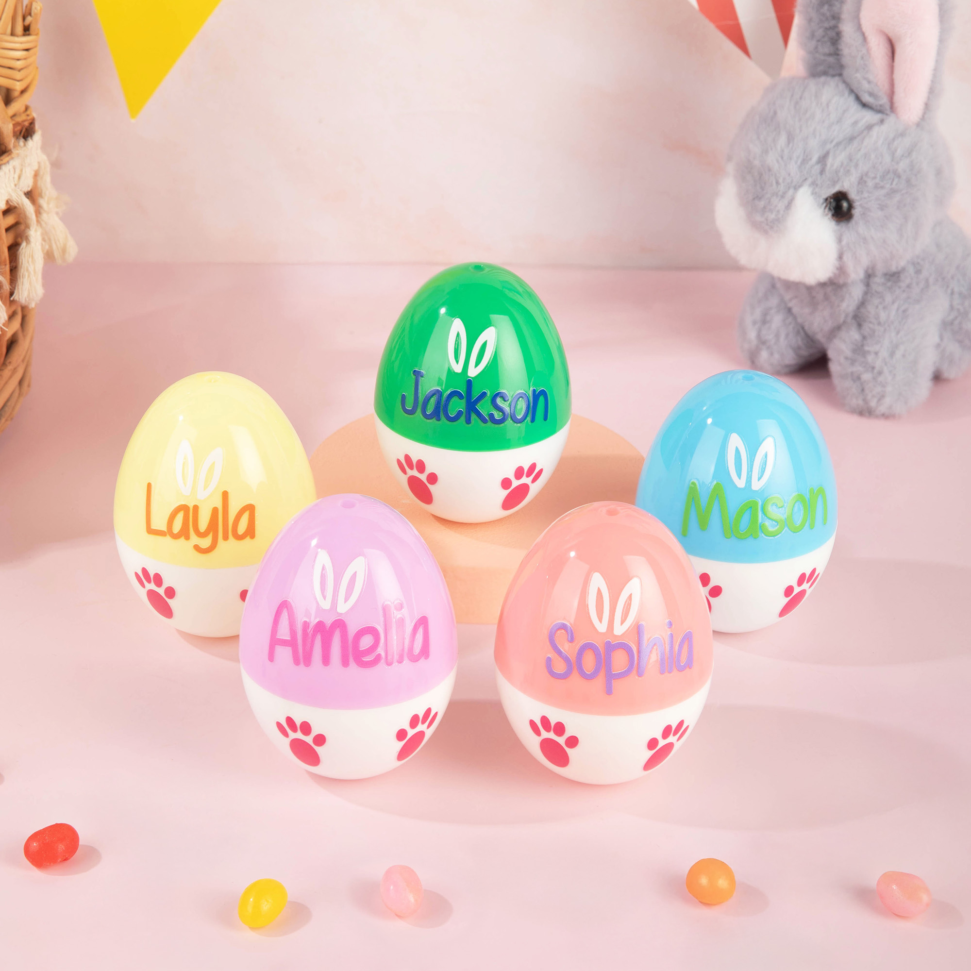 Oeuf de Pâques personnalisé multicolore avec nom Décoration de bureau Cadeau de Pâques pour la famille et les enfants
