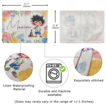 Personalized Flower Cartoon Character Rectangle Linen Placemat with Name Dining Decor Daily Use Birthday Gift for Kids Family