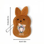 Personalised Cute Rabbit Flower Plush Bunny Ears Wallet with Name and Wristband Easter Party Birthday Gift for Boys Girls