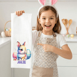 Personalized Cute Bunny Super Absorbent Waffle Tea Towel with Name Kitchen Decor Easter Gift for Boys Girls