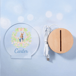 Personalised Flower Easter Bunny Acrylic LED Night Light with Name and Wooden Base Home Decor Easter Gift for kids